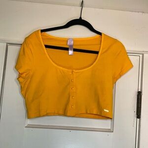 Savage x Fenty Yellow Button-Up Crop Top